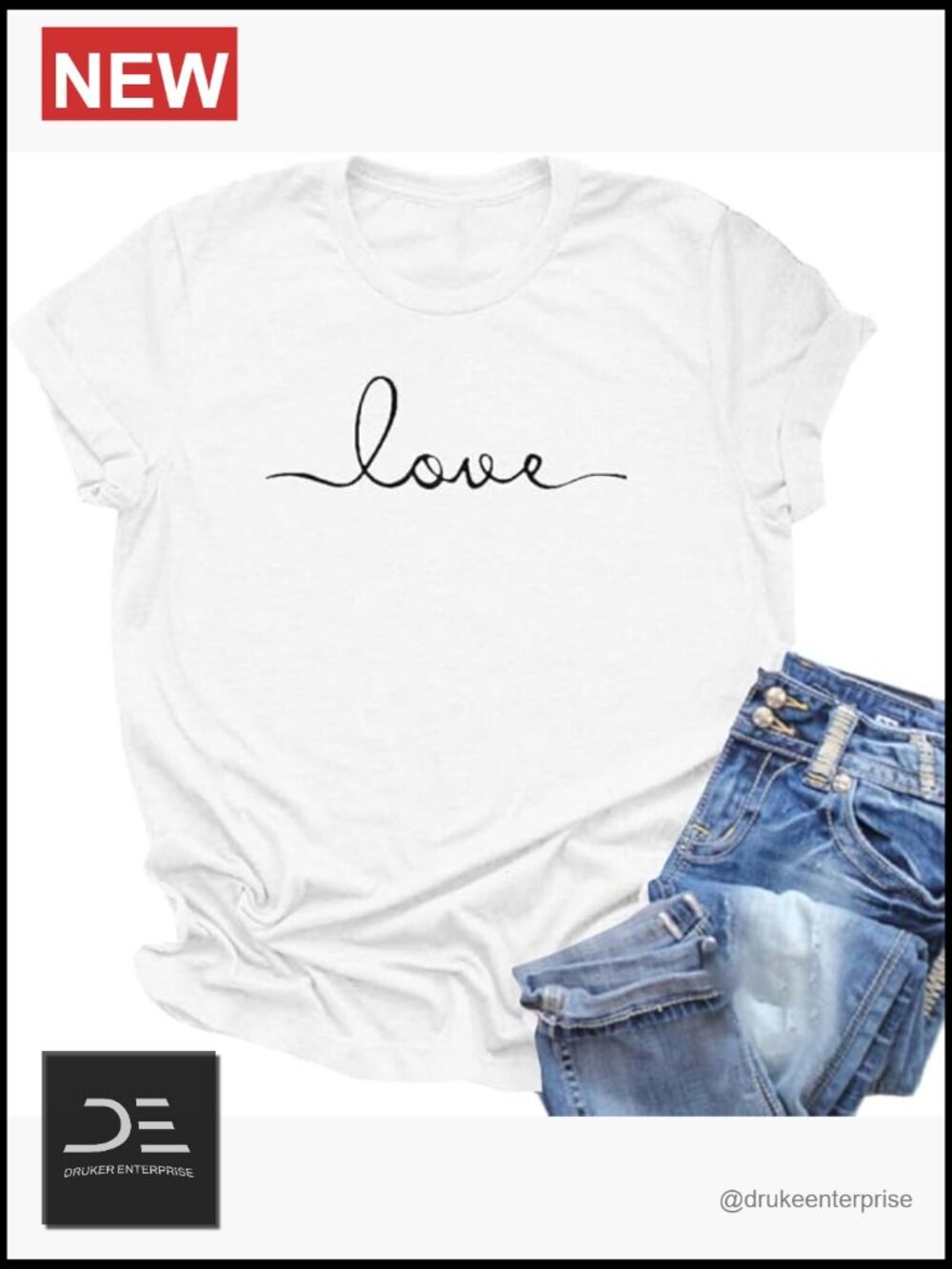 Women's Love Printed Short Sleeve T-Shirt Casual Summer Top